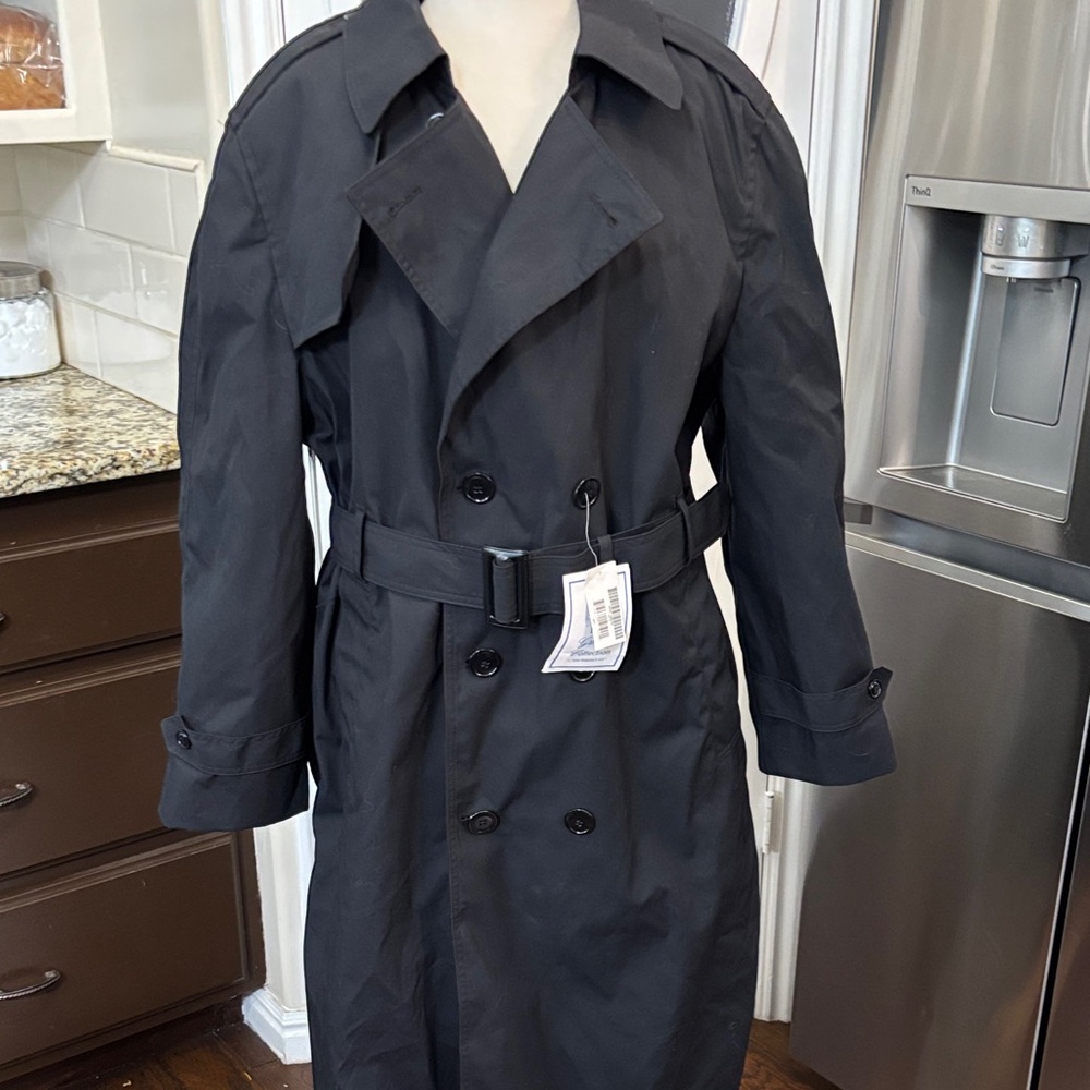 Men's Black Double-Breasted Trench Coat